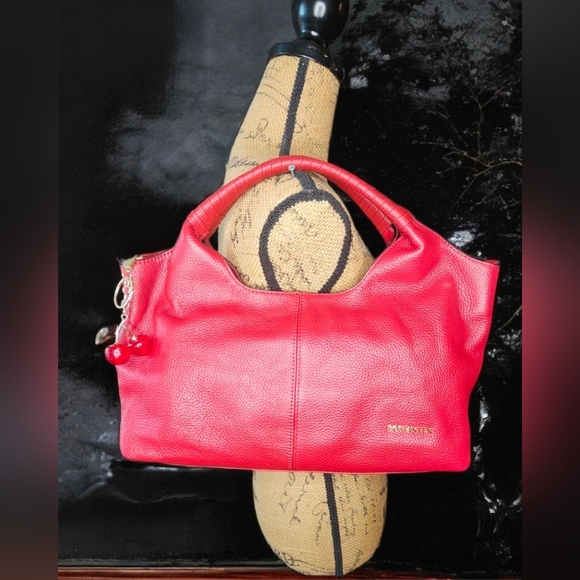 Bostanten Nevin Genuine Leather Satchel Hobo Top Handle Tote With  Cherry Charm - Picture 10 of 16